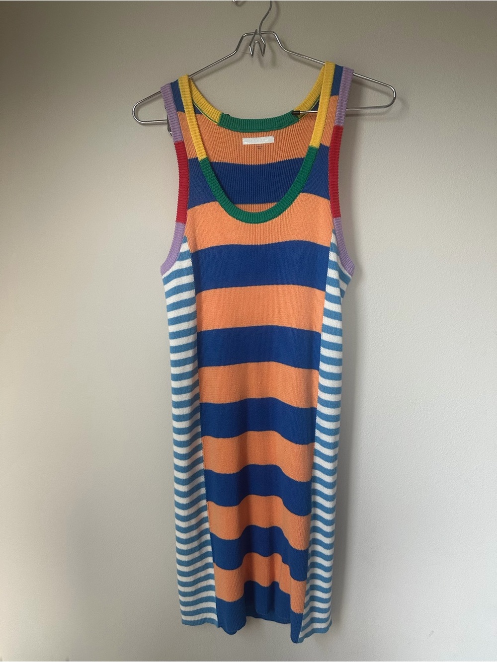 MOTHER Striped Knit Mini Dress in Orange, Blue and Light Blue